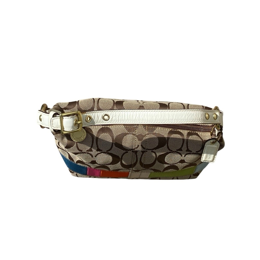 Coach Signature Multi-Color Stripe Shoulder Bag 40540 Top Handle‎ Pouch - Picture 2 of 16